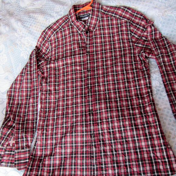 Dolce & Gabbana Men Dress Shirt Size 16/41 Red Black Button Up,made in Italy - Picture 7 of 9